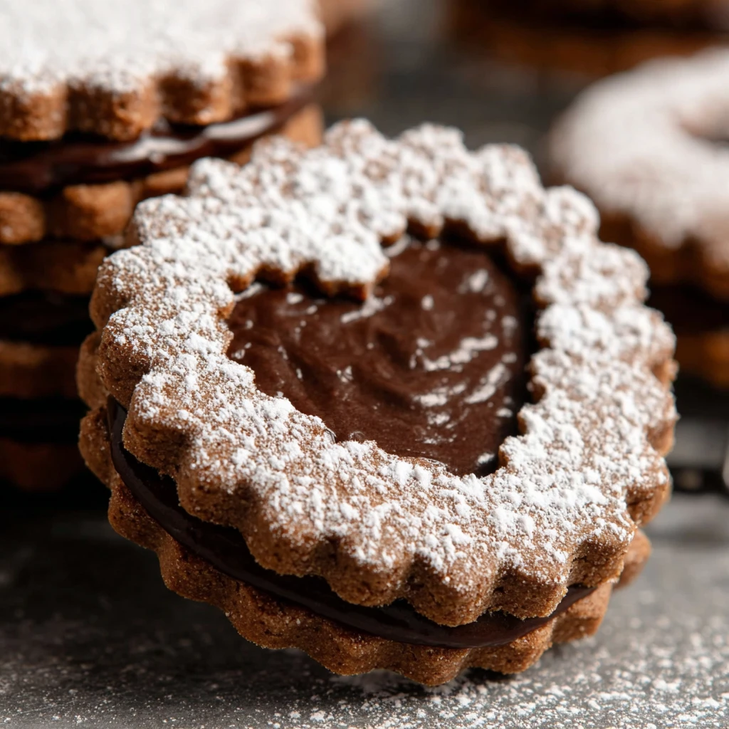 Chocolate Linzer Cookies (Chocolate Hazelnut Sandwich Cookies)