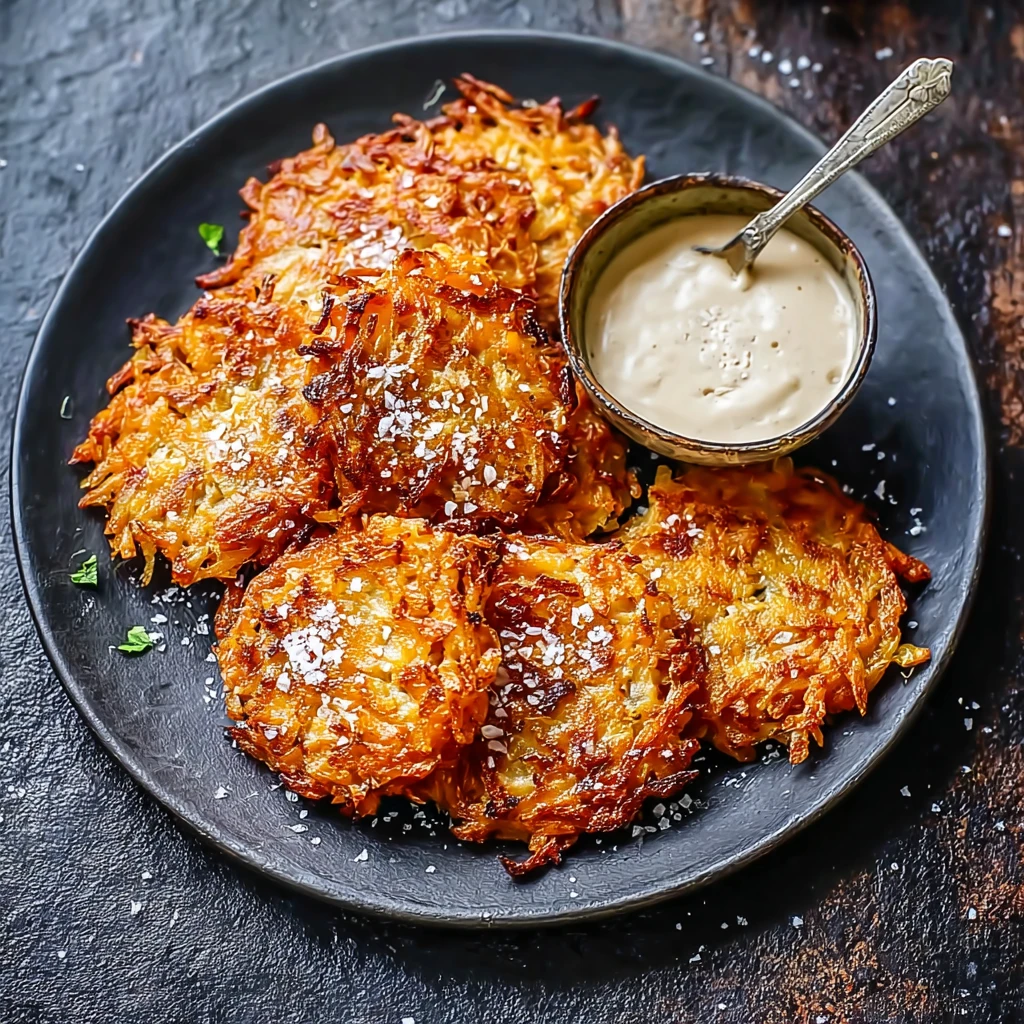 Crispy Sweet Potato Latkes with Honey Yogurt Dip Recipe