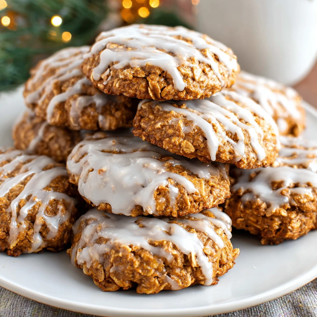 Iced Gingerbread Oatmeal Cookies (Soft, Chewy & Gluten-Free!)