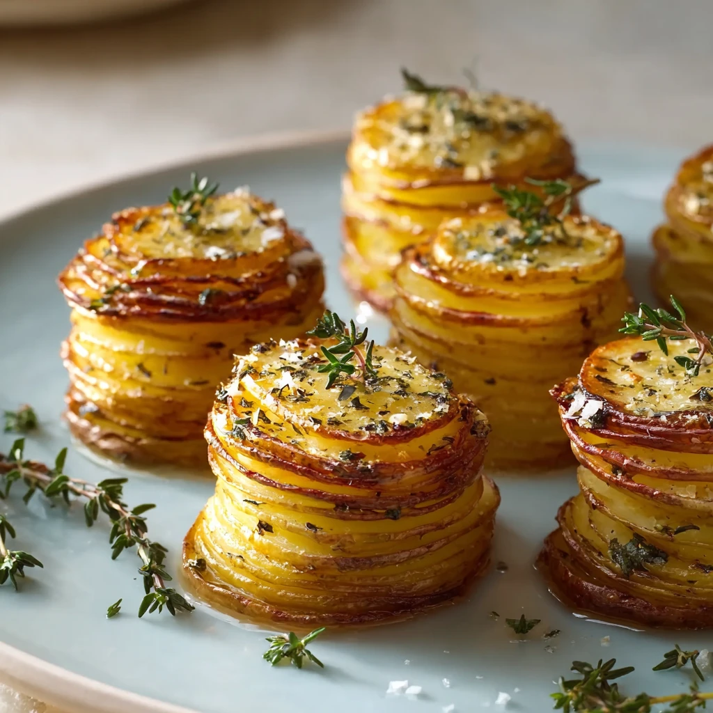 Potato Stacks with Garlic Herb Butter