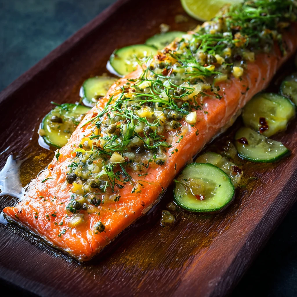 The Best Baked Salmon with Zesty Dill and Pickled Cucumber
