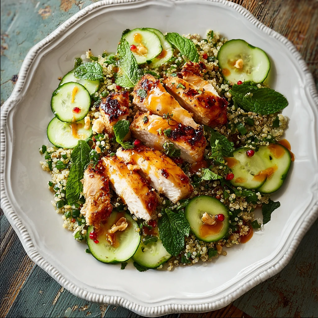 Chilli Chicken with Minted Cucumber Quinoa Salad: A Refreshing Twist