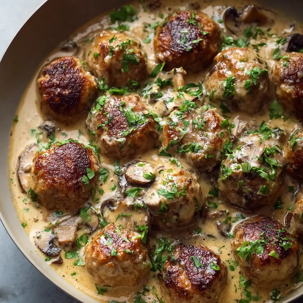 Creamy Turkey Meatballs with Mushroom Sauce