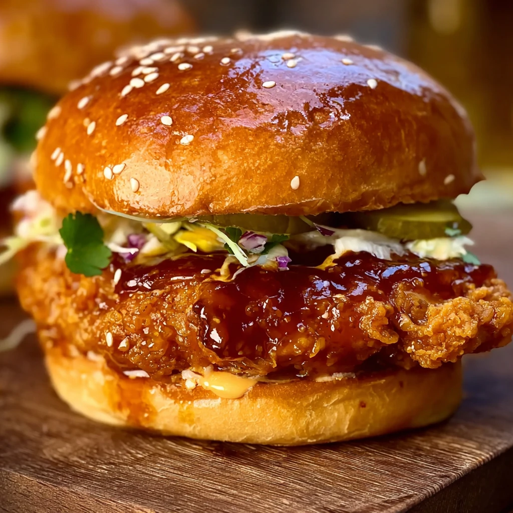 Crispy hot honey chicken burgers