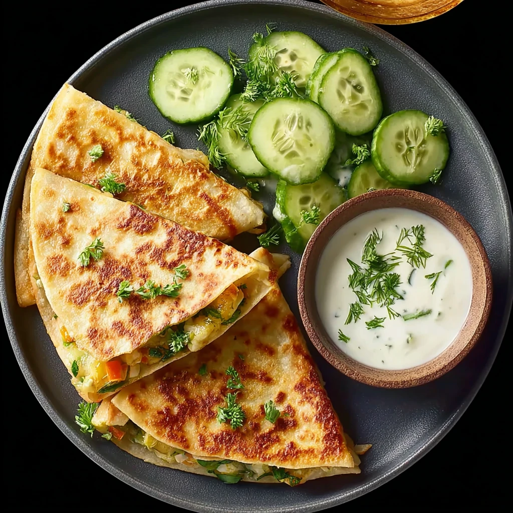 Crispy Samosa-dillas With Cucumber Salad in Minutes