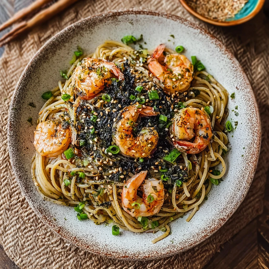 Delicious Nori Sesame Prawn Pasta Ready in 20 Minutes!