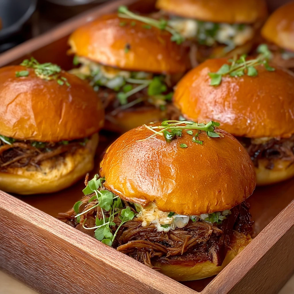 Garlic Pulled Beef Sliders