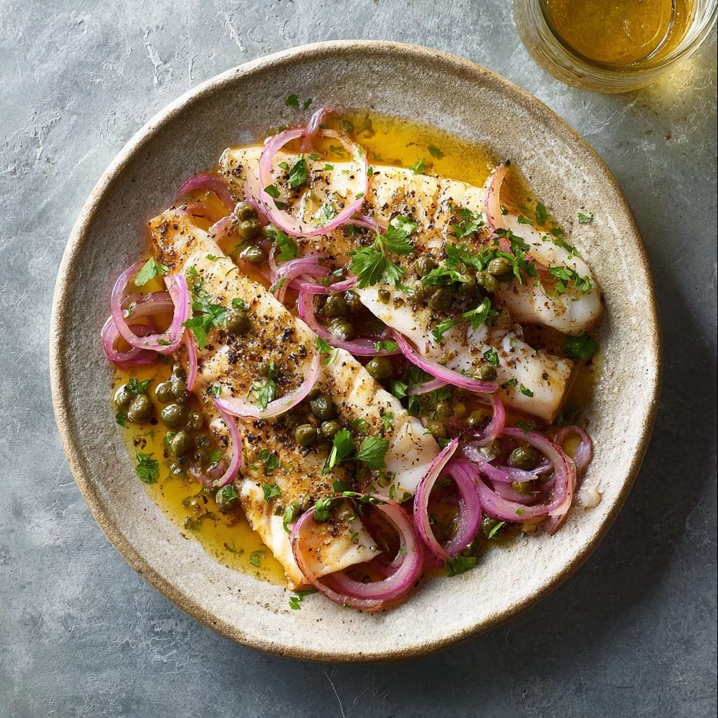 Grilled Fish with Caper and Red Onion Dressing Delight