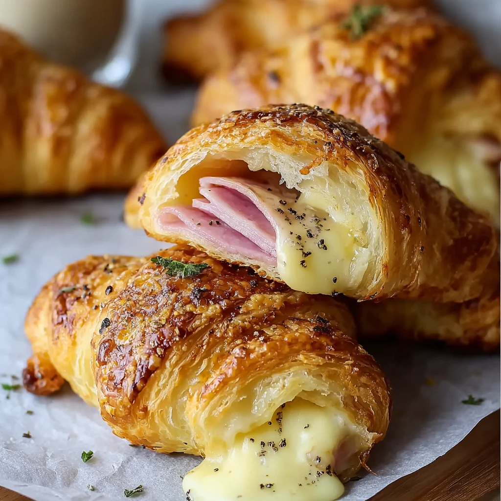 Baked Ham and Cheese Croissants