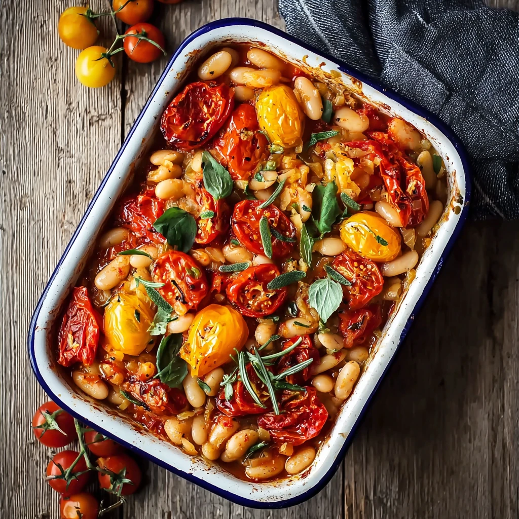 Roast Pepper, Tomato & Caramelised Onion White Bean Bake Bliss