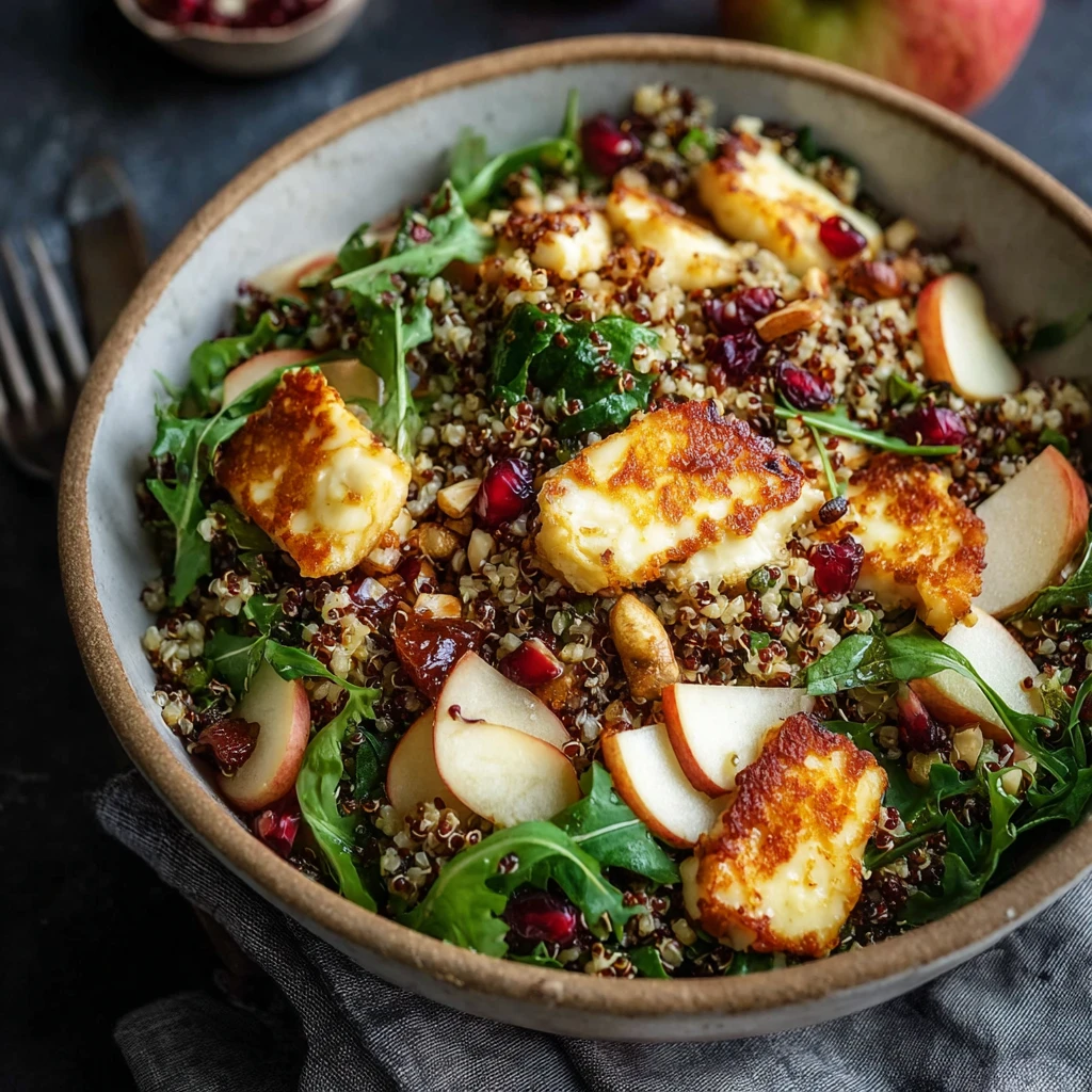 Roasted Apple Bulgur Salad Halloumi