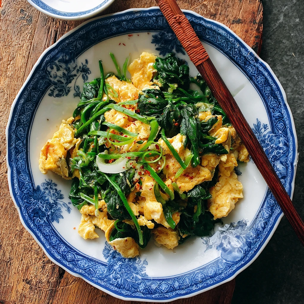 Spinach and Egg Stir Fry (菠菜炒蛋)