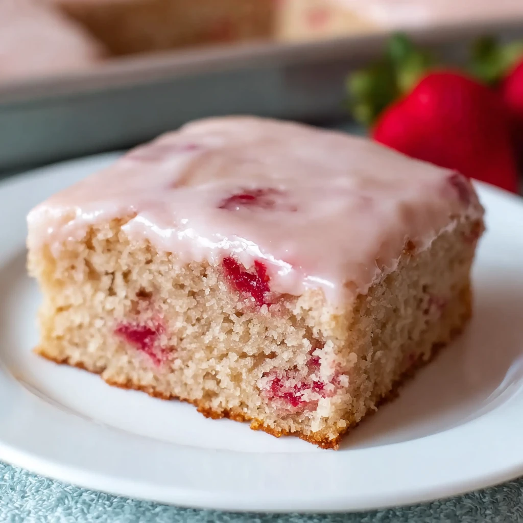 Strawberry Frosted Strawberry Sheet Cake