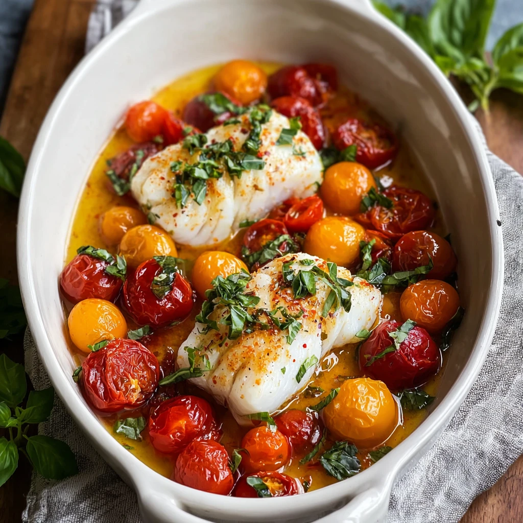 Tomato Poached Cod with Basil for Fresh Weeknight Bliss