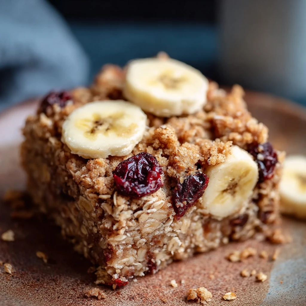 Vegan Banana Bread Oatmeal Bars with Cinnamon Crumb Delight