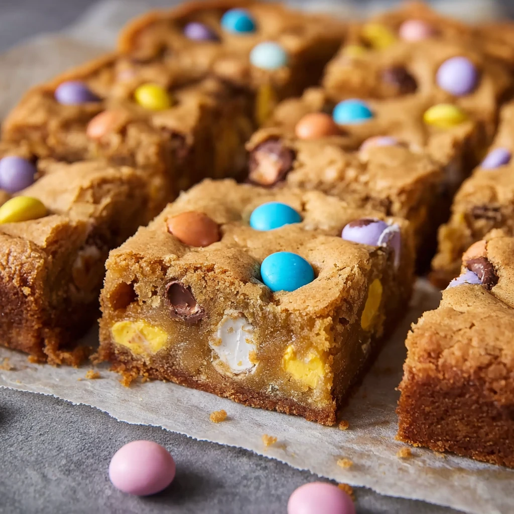 Cadbury Egg Cookie Bars with M&M’s