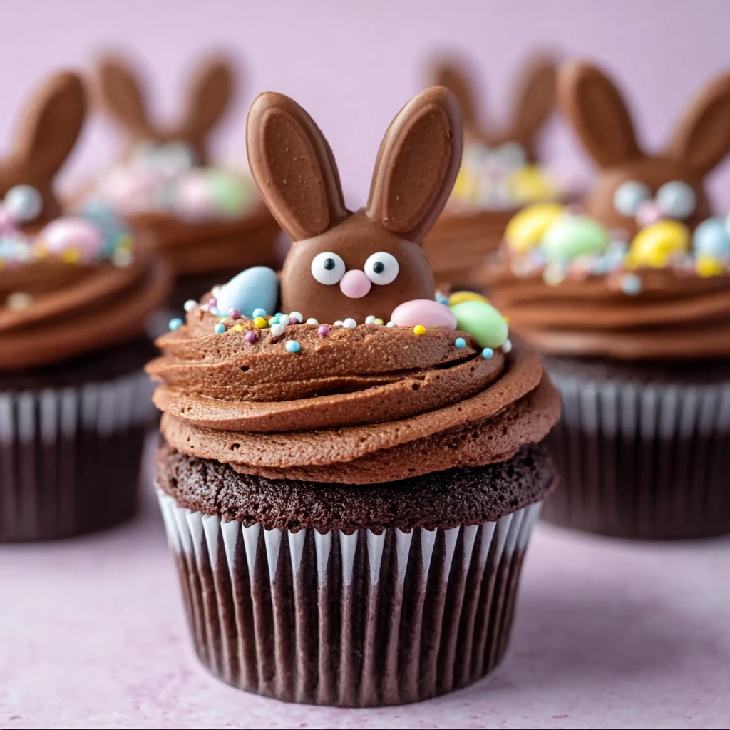 Easter Bunny Chocolate Cupcakes | Cute Spring Party Treat
