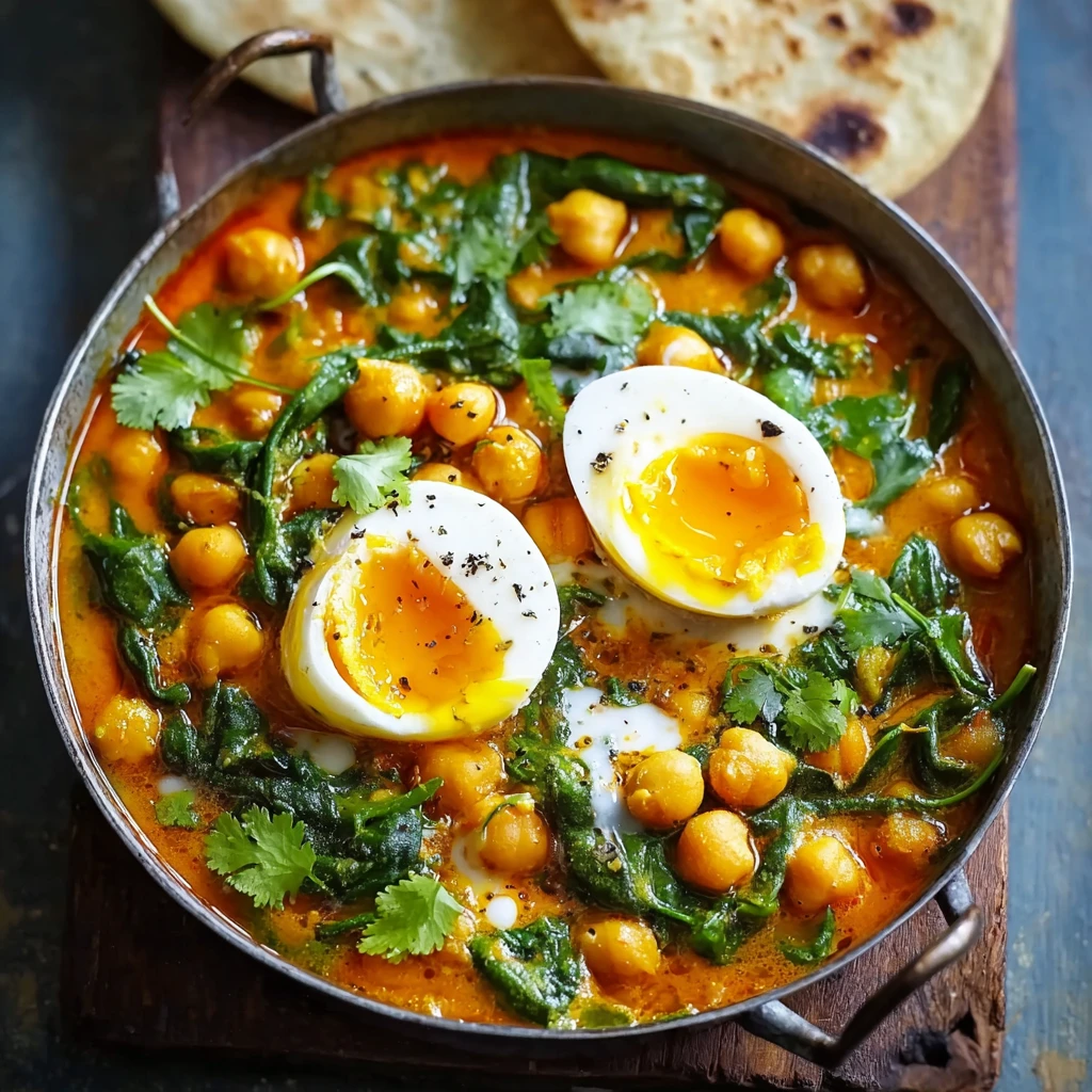 Creamy Mild Egg Korma with Chickpeas and Spinach Made Easy