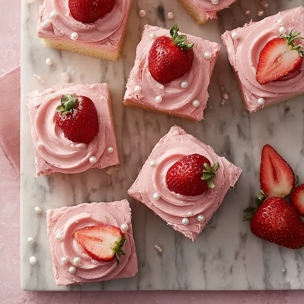 Fresh Strawberry Sheet Cake with Strawberry Reduction