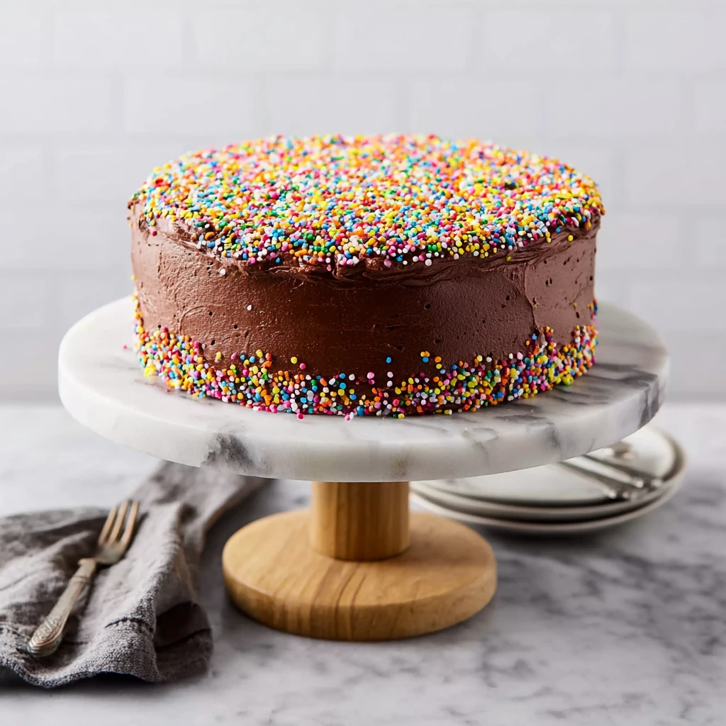 Moist Yellow Cake with Chocolate Sour Cream Frosting