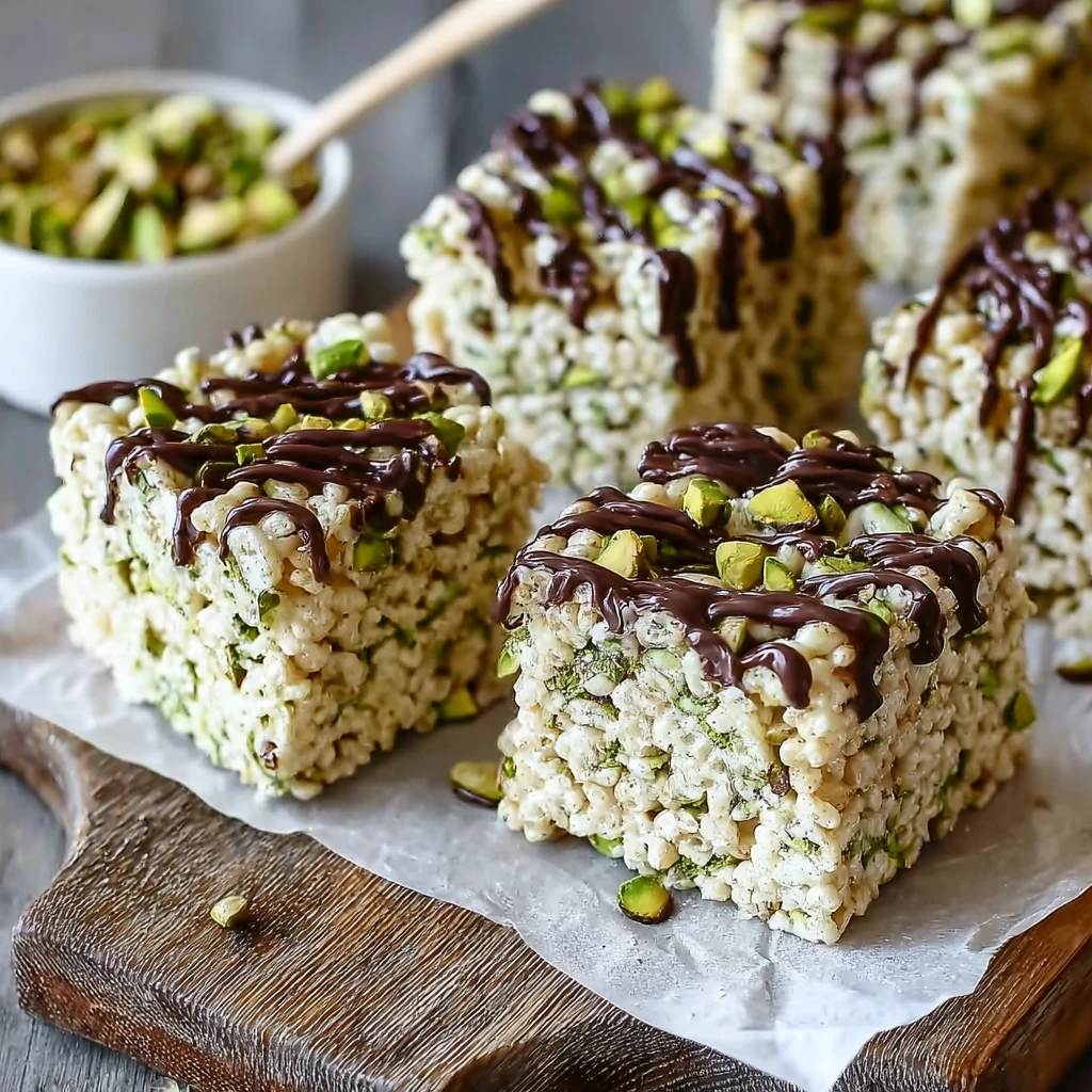 Irresistible Pistachio Rice Krispie Treats with Dark Chocolate – Chewy, Nutty & Decadent