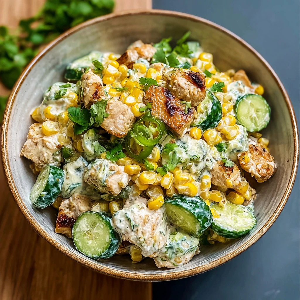 Street Corn Creamy Cucumber Chicken Salad
